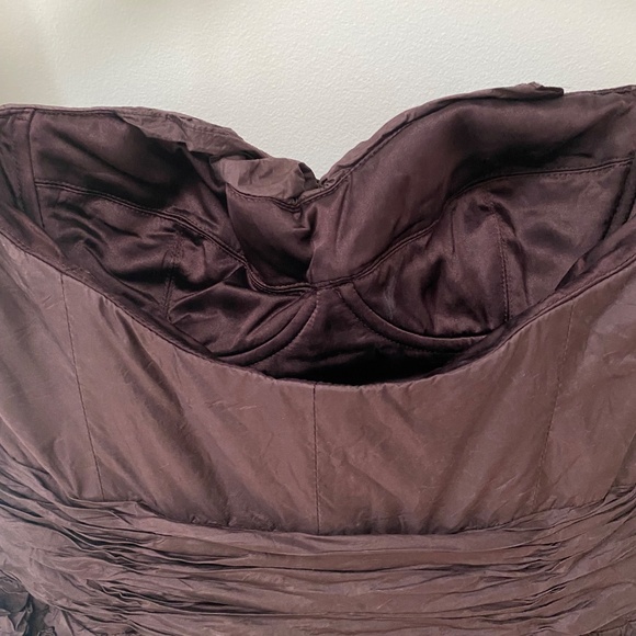 Escada Germany Luxury 100% Silk Brown Off The Shoulder Gown Maxi Dress Size 38 - Picture 4 of 11